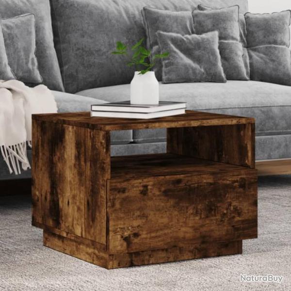 Table basse avec lumires LED chne fum 50x49x40 cm