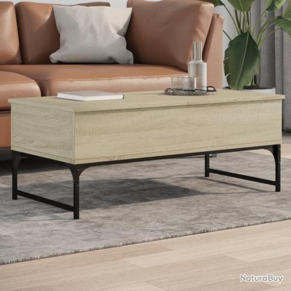 Table basse chne sonoma 100x50x40cm bois d'ingnierie et mtal