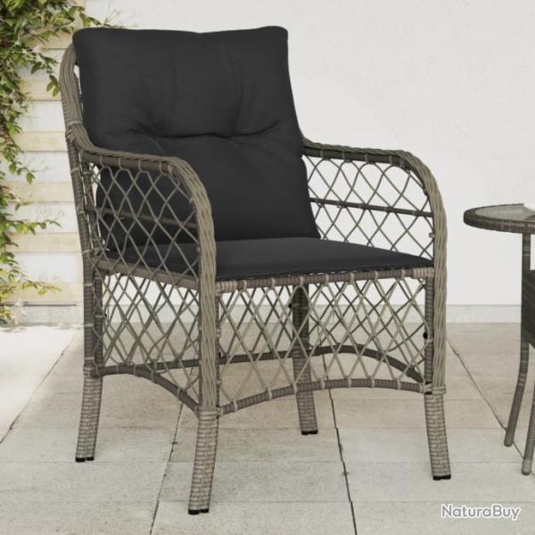 Chaises de jardin avec coussins lot de 2 gris rsine tresse