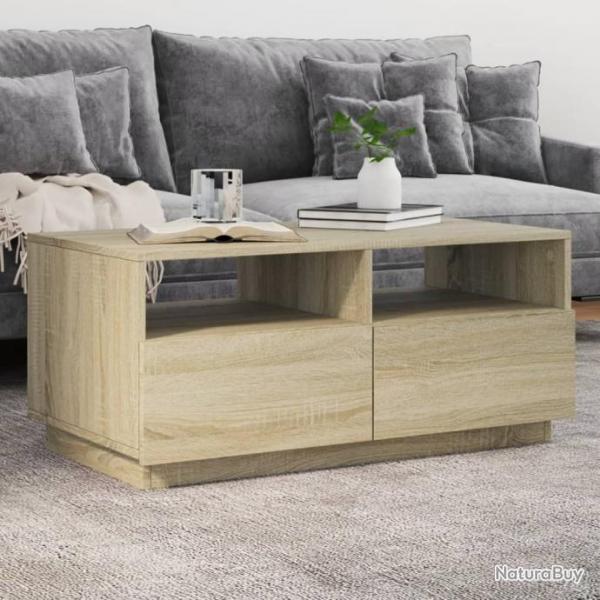 Table basse avec lumires LED chne sonoma 90x49x40 cm