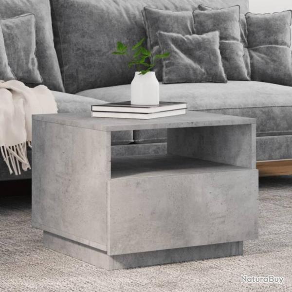 Table basse avec lumires LED gris bton 50x49x40 cm