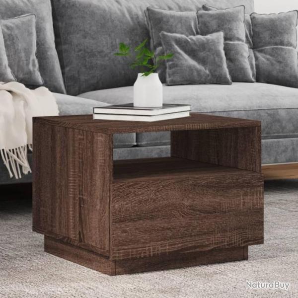 Table basse avec lumires LED chne marron 50x49x40 cm