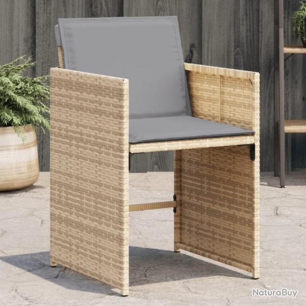 Chaises de jardin avec coussins lot de 4 mlange beige