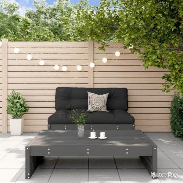 Salon de jardin 2 pcs gris bois massif de pin