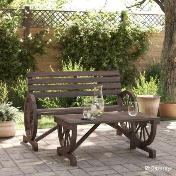 Salon de jardin 2 pcs bois de sapin massif