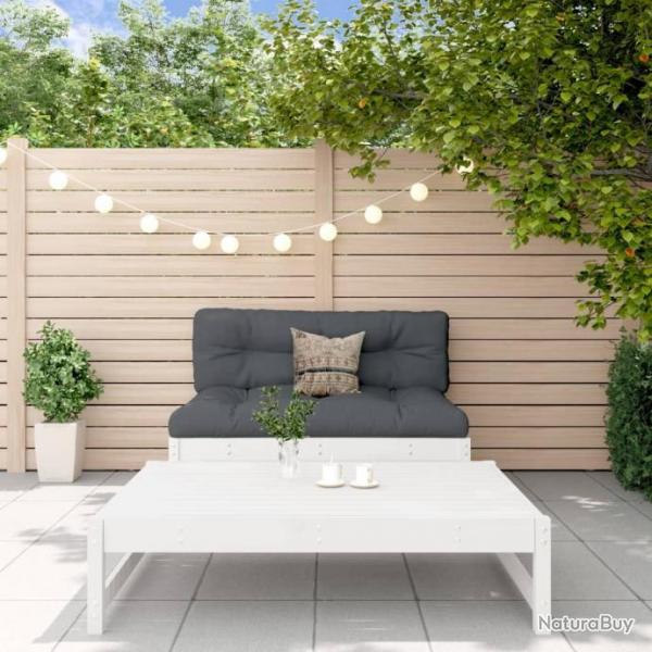 Salon de jardin 2 pcs blanc bois de pin massif