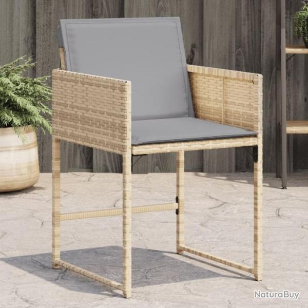 Chaises de jardin avec coussins lot de 4 mlange beige