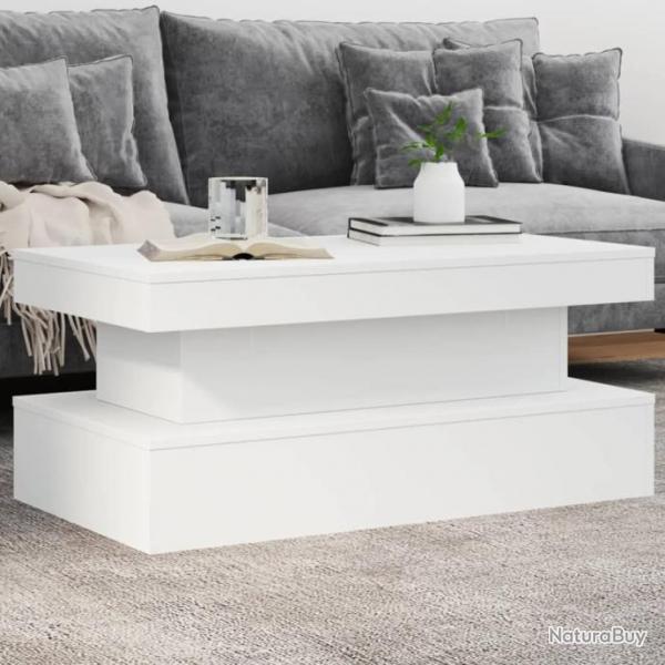 Table basse avec lumires LED blanc 90x50x40 cm