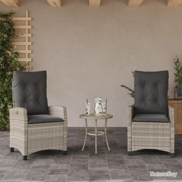 Chaises inclinables jardin lot de 2 et coussins rsine tresse