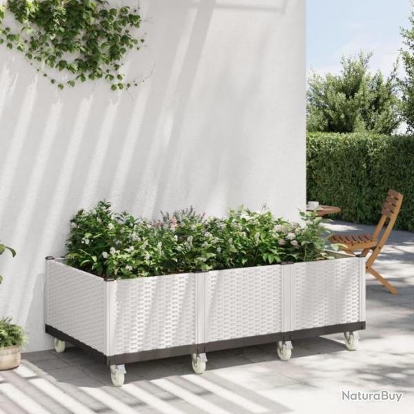 Jardinire  roulettes blanc 150x80x54 cm PP