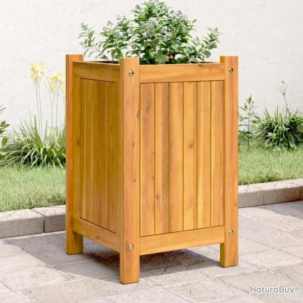 Jardinire avec doublure 31x31x50 cm bois massif d'acacia