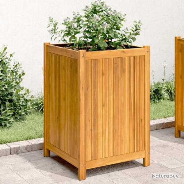 Jardinire avec doublure 50x50x75 cm bois massif d'acacia