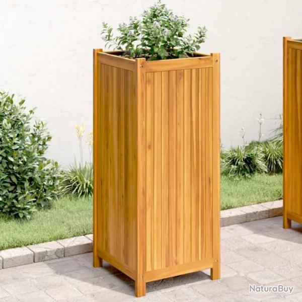 Jardinire avec doublure 42x42x100 cm bois massif d'acacia