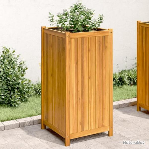 Jardinire avec doublure 50x50x100 cm bois massif d'acacia