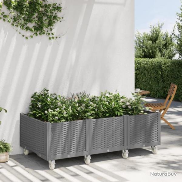 Jardinire  roulettes gris clair 150x80x54 cm PP