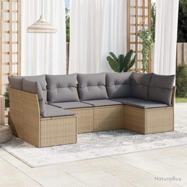 Salon de jardin avec coussins 6 pcs beige rsine tresse