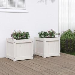 Jardinières 2 pcs blanc bois de pin massif