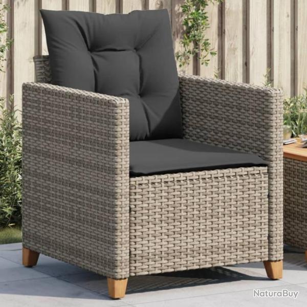 Chaise de jardin avec coussins gris rsine tresse