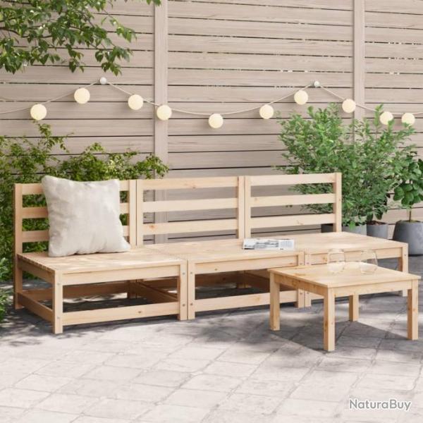 Canaps de jardin sans accoudoirs 3 pcs bois de pin massif