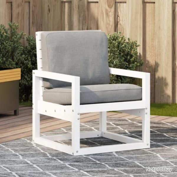 Chaise de jardin blanc 57,5x63x76 cm bois de pin massif