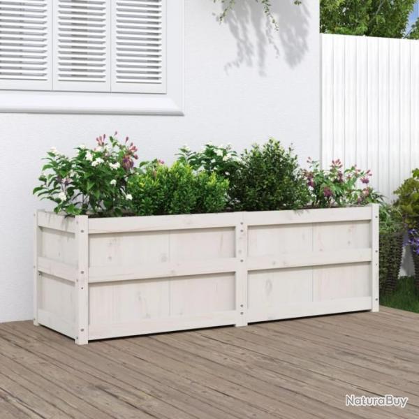 Jardinire blanc 150x50x50 cm bois massif de pin