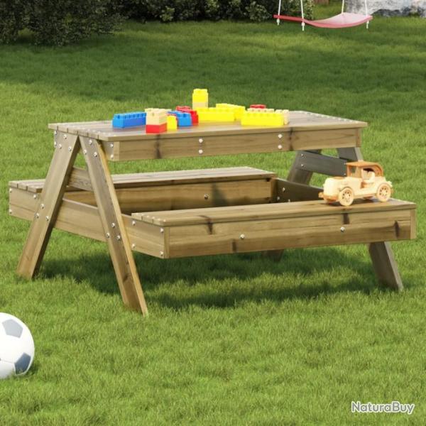 Table de pique-nique pour enfants bois de pin imprgn