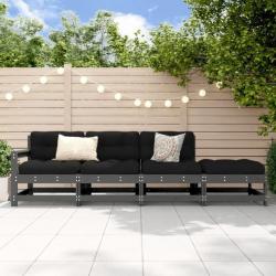 Salon de jardin 4 pcs gris bois massif de pin