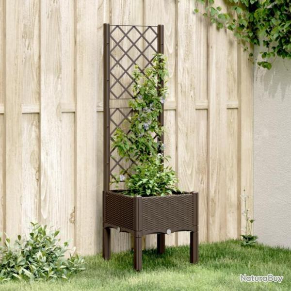 Jardinire avec treillis marron 40x40x142 cm PP