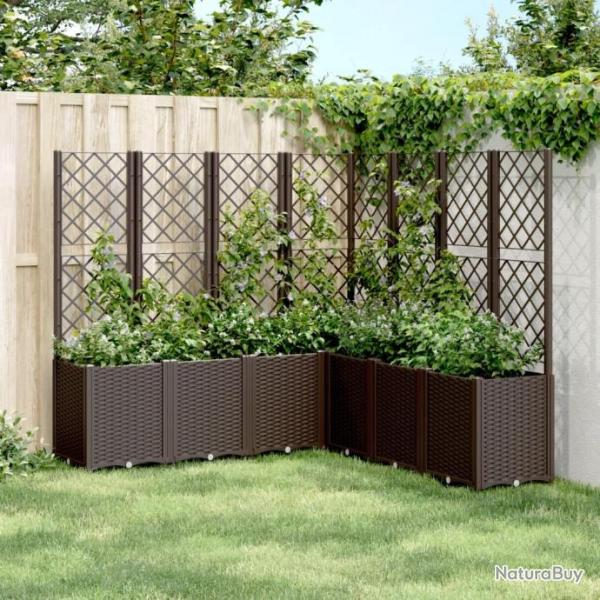 Jardinire avec treillis marron 160x160x140 cm PP