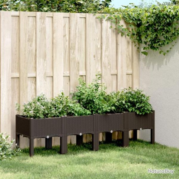 Jardinire avec pieds marron 160x40x42 cm PP