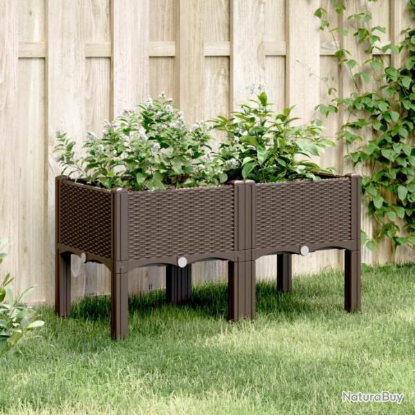 Jardinire avec pieds marron 80x40x42 cm PP