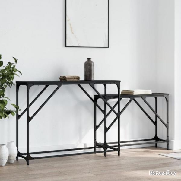 Tables console gigognes 2 pcs noir bois d'ingnierie