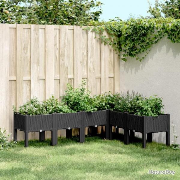 Jardinire avec pieds noir 160x120x42 cm PP