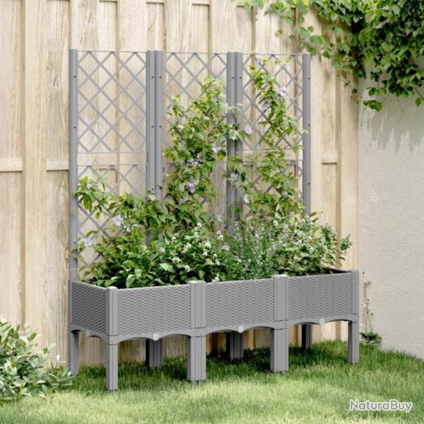 Jardinire avec treillis gris clair 120x40x142 cm PP