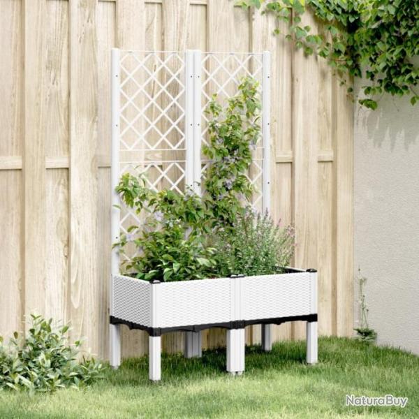 Jardinire avec treillis blanc 80x40x142 cm PP