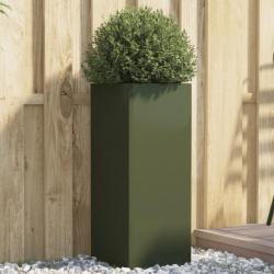 Jardinière vert olive 32x27,5x75 cm acier laminé à froid