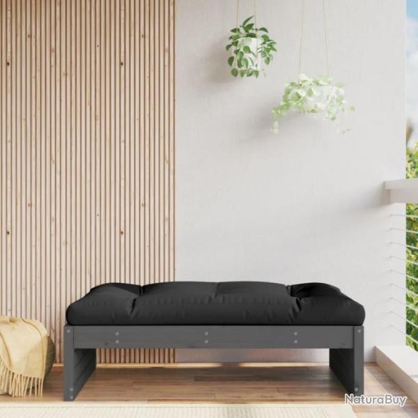 Repose-pied de jardin 120x80 cm gris bois de pin massif