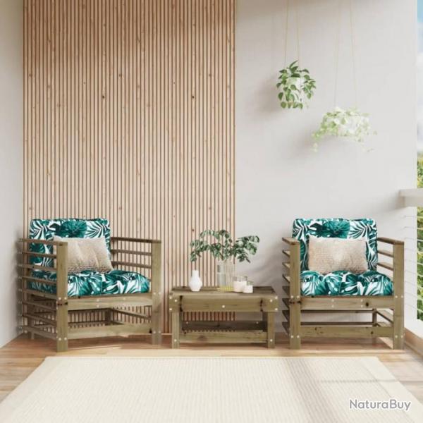 Chaises de jardin 2 pcs bois de pin imprgn