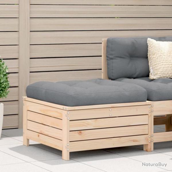 Repose-pied de jardin avec coussin bois de pin massif