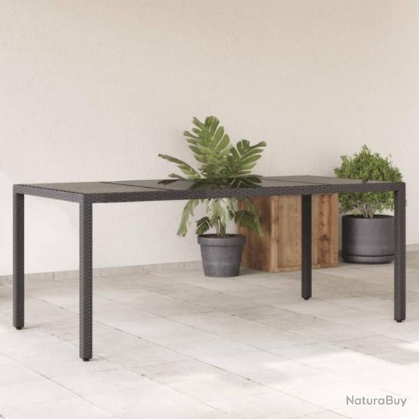 Table de jardin dessus en verre Noir 190x90x75cm Rsine tresse