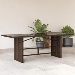 Table de jardin dessus en verre marron 190x80x74 cm