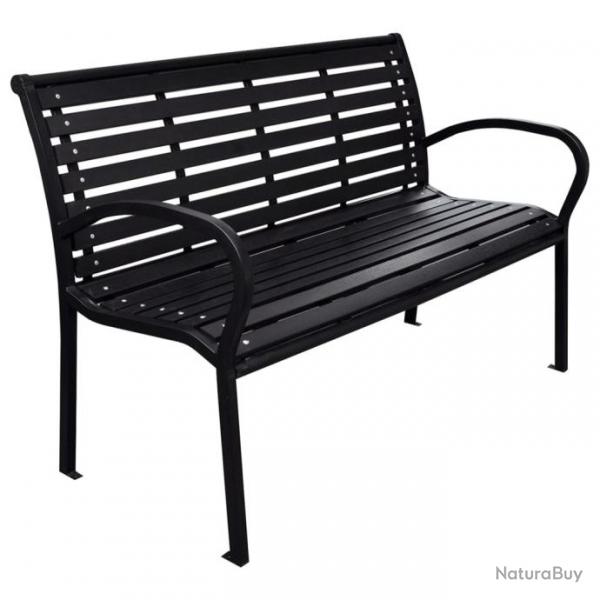 Banc de jardin Noir 116 cm Acier et WPC