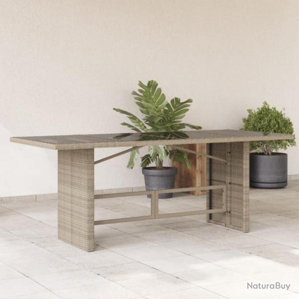 Table de jardin dessus en verre gris clair 190x80x74 cm