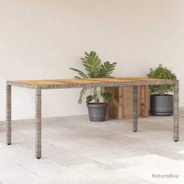 Table de jardin et dessus en bois d'acacia gris rsine tresse