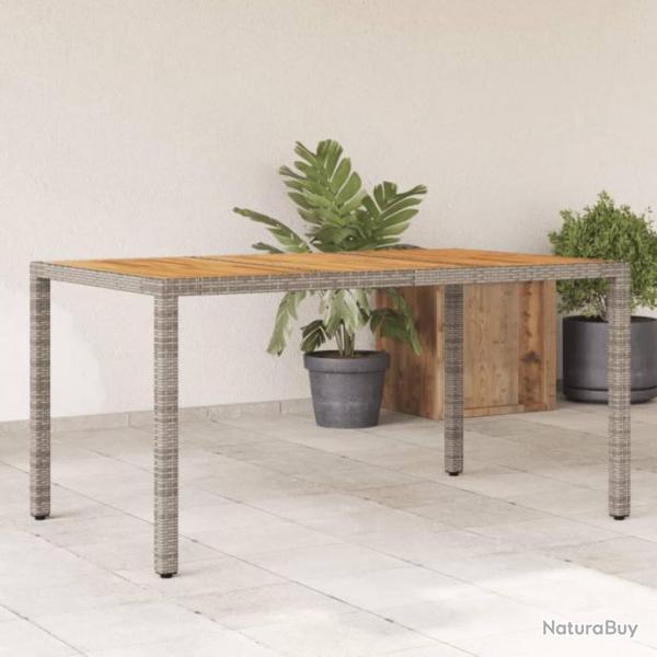 Table de jardin et dessus en bois d'acacia gris rsine tresse