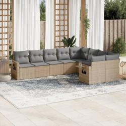 Salon de jardin avec coussins 9 pcs beige résine tressée