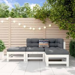 Salon de jardin 4 pcs blanc bois de pin massif