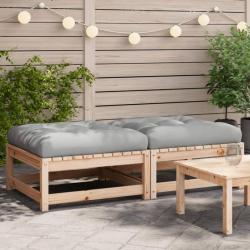 Repose-pieds de jardin avec coussins 2 pcs bois de pin massif