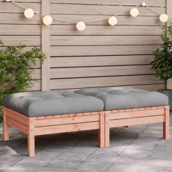 Repose-pieds de jardin avec coussins 2 pcs bois massif douglas