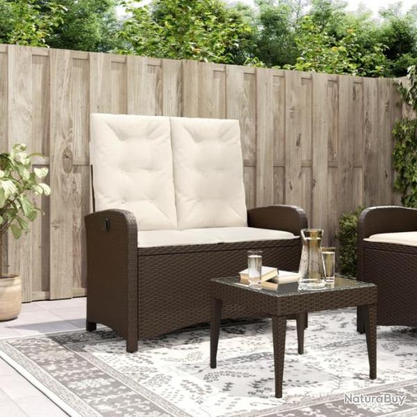 Banc inclinable de jardin avec coussins marron rsine tresse